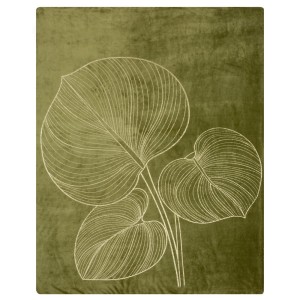 Koc narzuta z mikrofibry 150x200 Oliwkowy Złoty Blanca 3 Liście-5