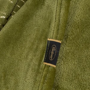 Koc narzuta z mikrofibry 150x200 Oliwkowy Złoty Blanca 3 Liście-7