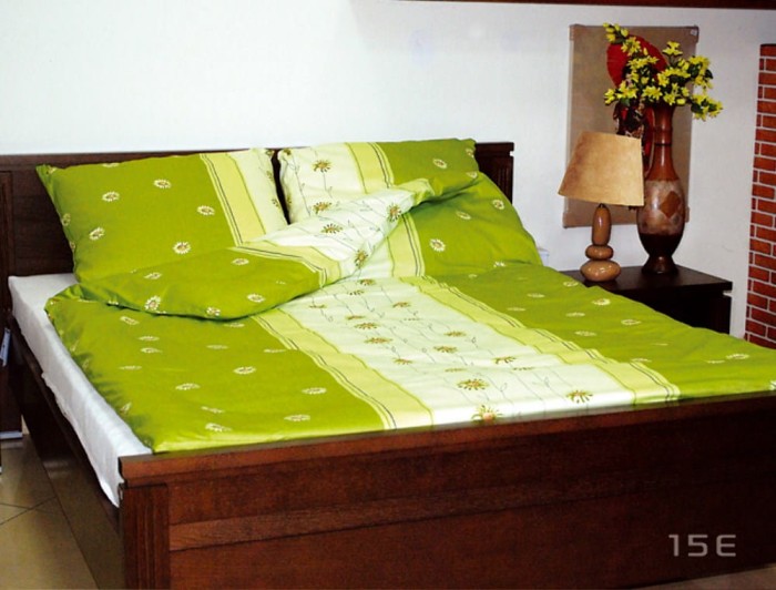 Pościel z kory 140x200 Zielona Margaretka 100% bawełna guziki-1