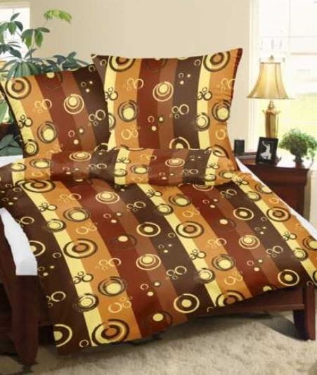 Pościel z kory 160x200 Brązowa Księżyce Kółka 100% bawełna gruba na guziki-1