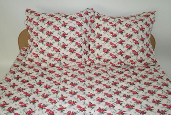 Pościel z kory 160x200 Różyczki 100% bawełna gruba na guziki-1