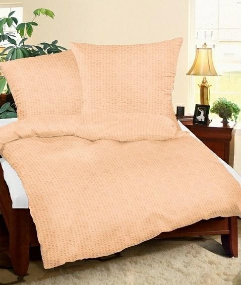 Pościel z kory 160x200 Morelowa 100% bawełna Jednobarwna na guziki-1