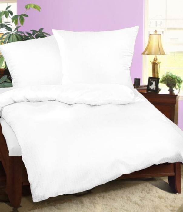 Pościel z kory 160x200 Biała 100% bawełna Jednobarwna na guziki-1