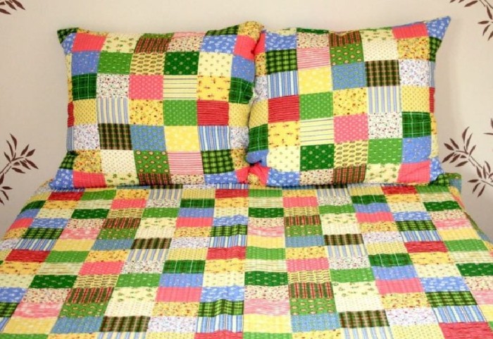Pościel z kory 160x200 Kolorowa Paczłork 100% bawełna gruba na guziki-1