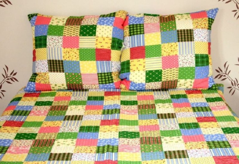 Pościel z kory 160x200 Kolorowa Paczłork 100% bawełna gruba na guziki-1