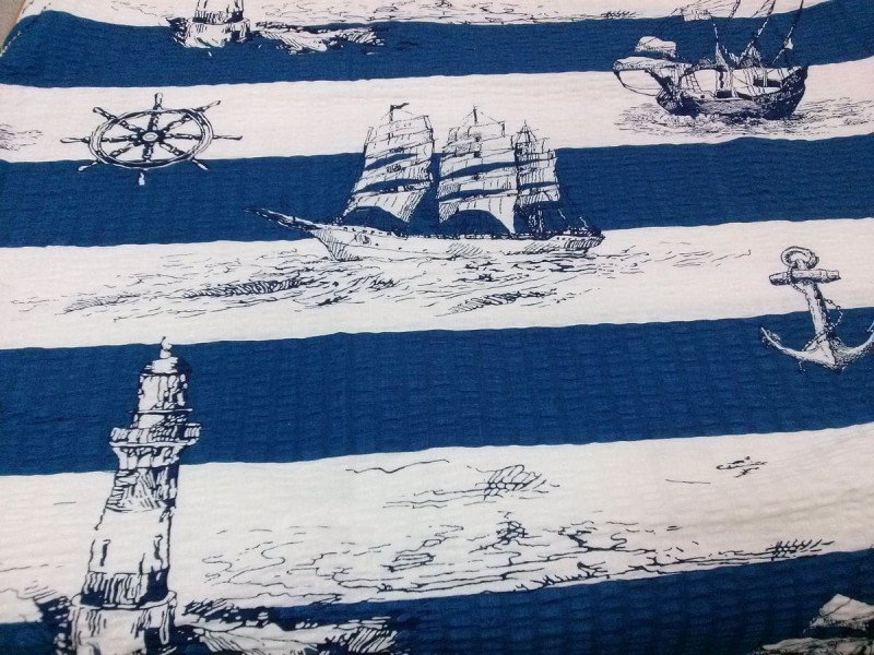 Pościel z kory 160x200 Latarnia Morska Marynarska Kotwice Statki-2