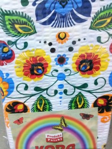 Pościel z kory 200x220 Biała Niebieska Łowicka-2