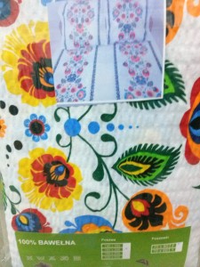 Pościel z kory 200x220 Biała Niebieska Łowicka-3