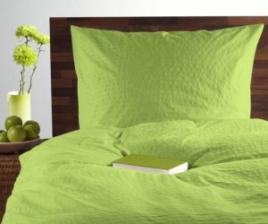 Pościel z kory 200x220 Seledynowa 100% bawełna Jednobarwna na guziki-1