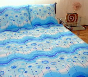 Pościel z kory 200x220 Niebieska Lizak 100% bawełna gruba na guziki-1