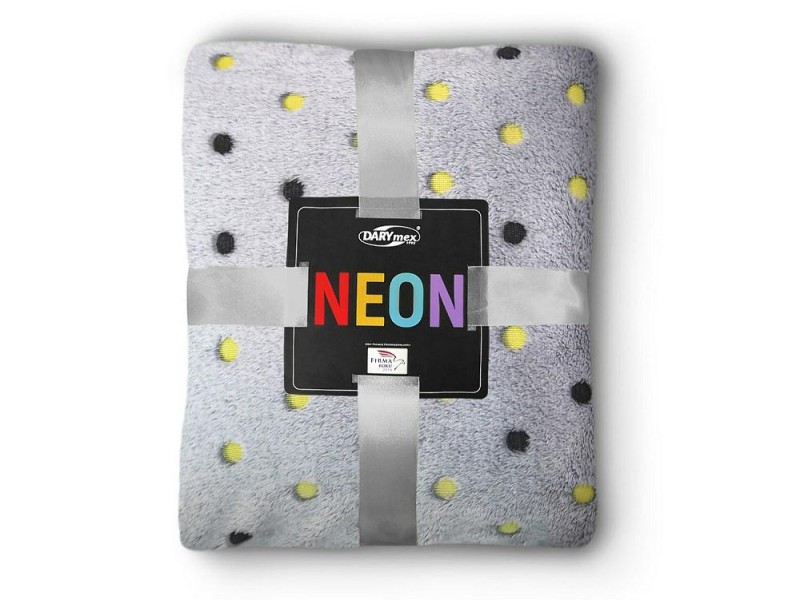 Koc narzuta z mikrofibry 150x200 Neon Groszki Popielaty-1
