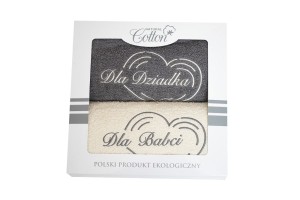 Komplet ręczników w pudełku 50x100 Dla Babci i Dziadka kremowy szary jasny 2szt-1