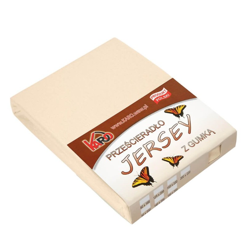 Prześcieradło jersey z gumką 200x220 beżowe jasne grube-1