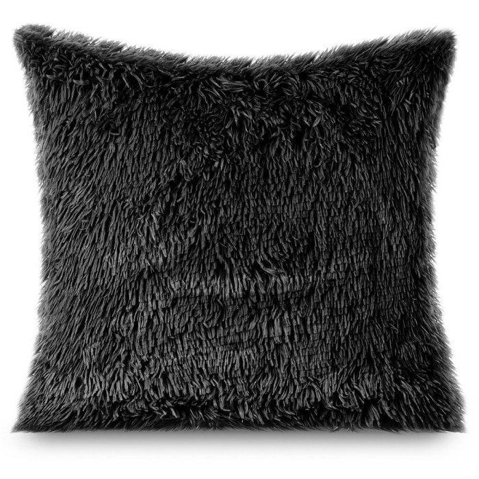 Poszewka dekoracyjna 40x40 Yeti czarna futrzak włochacz-1