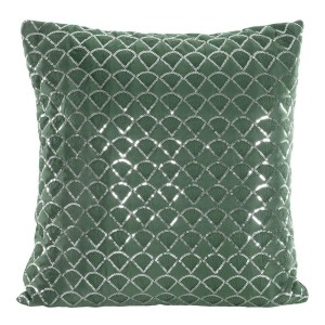 29002Poszewka dekoracyjna 45x45 Margot zielona ciemna zdobiona cekinami Eurofirany-1
