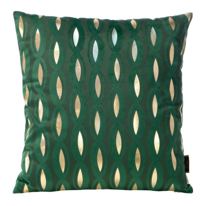 Poszewka dekoracyjna 45x45 Blink 5 łezki złota geometria zielona ciemna welwetowa-1