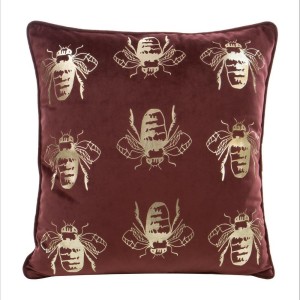 Poszewka dekoracyjna 45x45 Blink Czerwona Złota Pszczoły Welwetowa-1