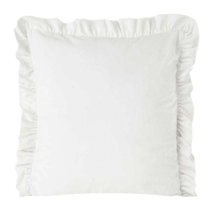 Poszewka dekoracyjna 45x45 falbanka welwetowa Biała-1
