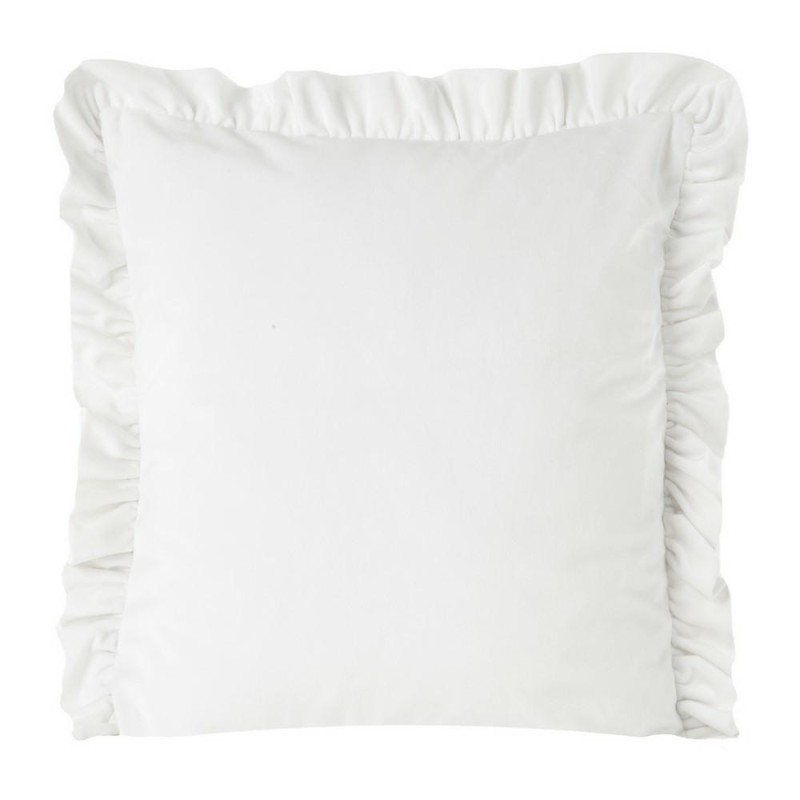 Poszewka dekoracyjna 45x45 falbanka welwetowa Biała-1