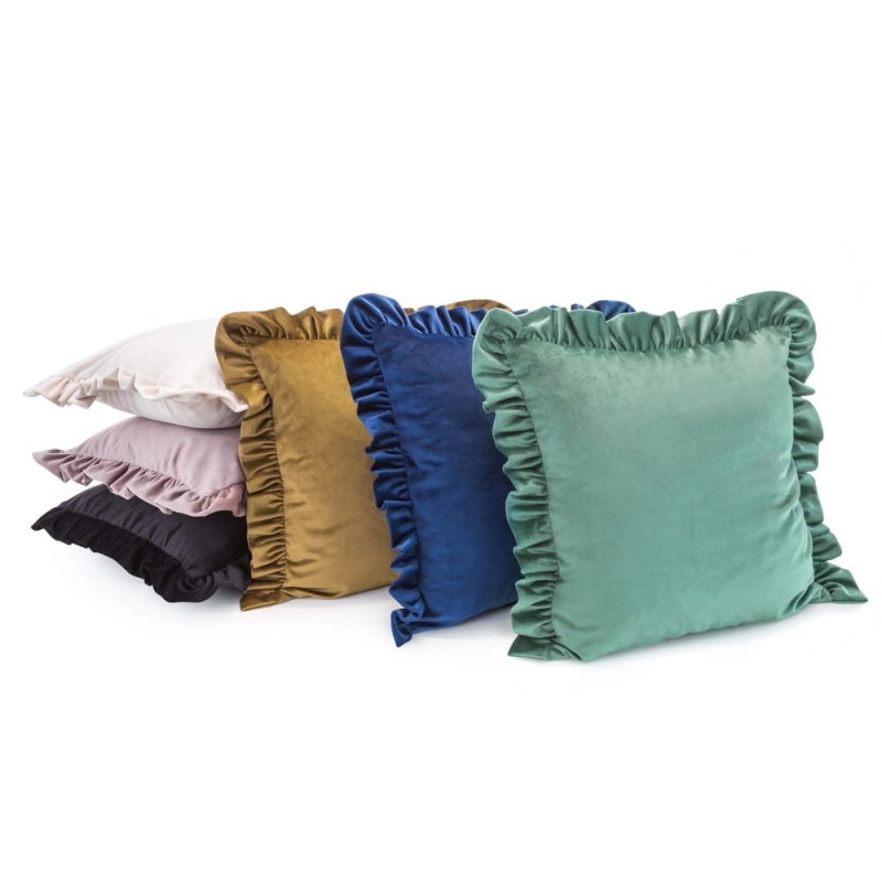 Poszewka dekoracyjna 45x45 falbanka welwetowa Biała-4