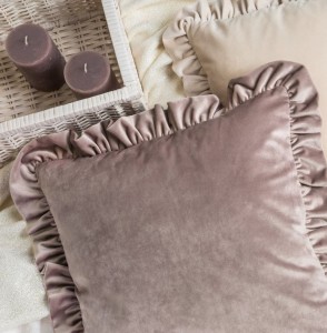 Poszewka dekoracyjna 45x45 falbanka welwetowa Turkusowa Ciemna-3