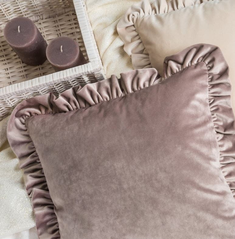 Poszewka dekoracyjna 45x45 falbanka welwetowa Turkusowa Ciemna-3