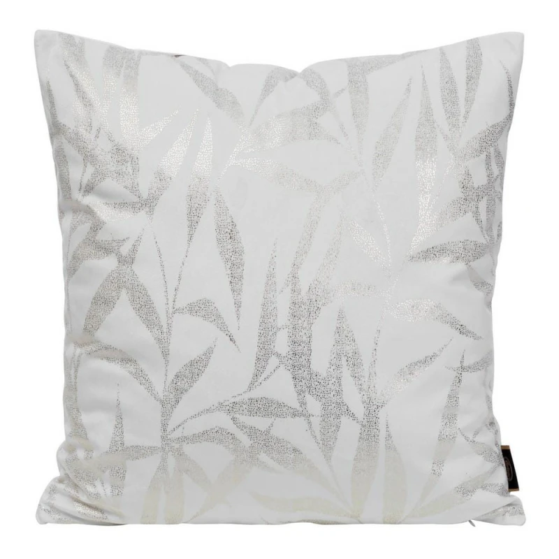 Poszewka dekoracyjna 45x45 Blink 22 Listki Biała welwetowa-1