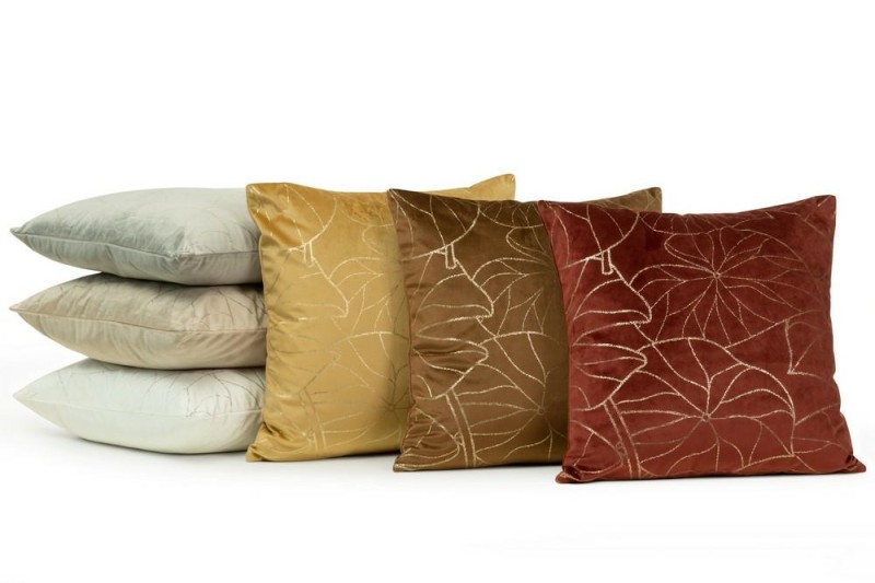 Poszewka dekoracyjna 45x45 Blink 17 Złote Liście Brązowa welwetowa-2