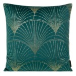 Poszewka dekoracyjna 45x45 Blink 21 Złoty nadruk Liście welwetowa Turkusowa Ciemna
