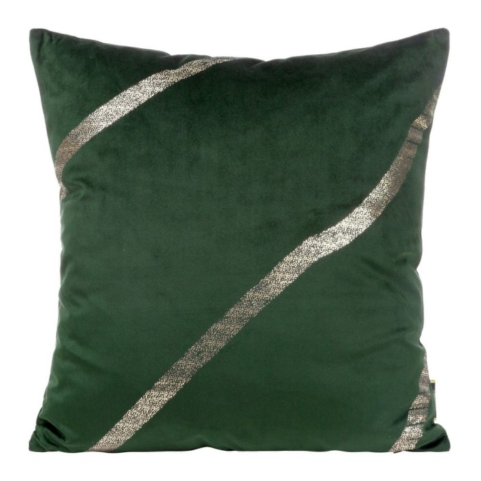 Poszewka dekoracyjna 45x45 Blink 34 Złote Pasy welwetowa Zielona Ciemna-1