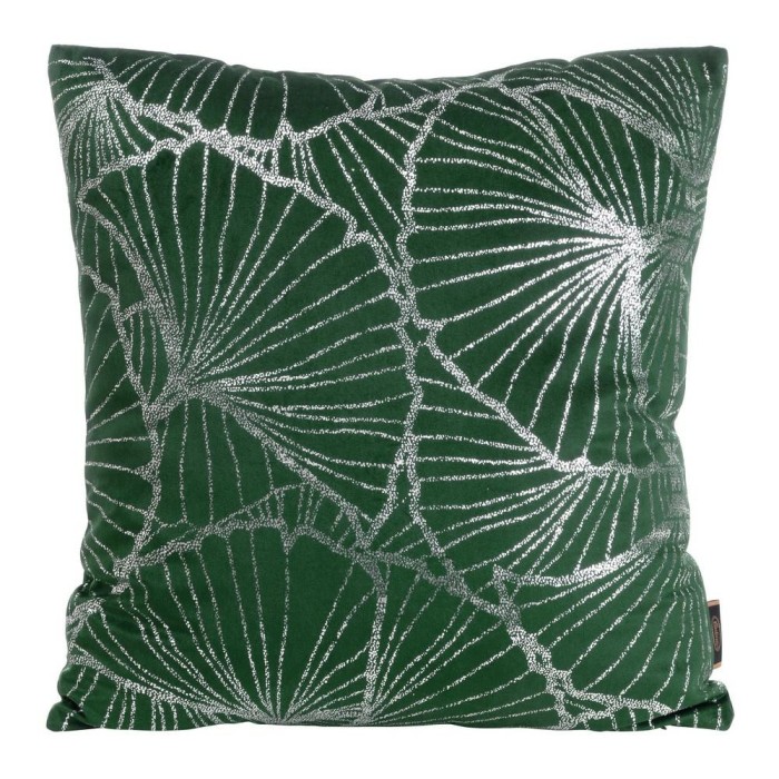 Poszewka dekoracyjna 45x45 Blink 39 Liście Miłorzębu Zielona Ciemna Srebrna welwetowa-1