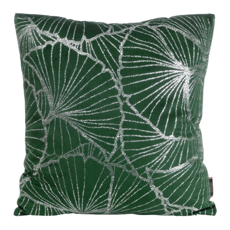 Poszewka dekoracyjna 45x45 Blink 39 Liście Miłorzębu Zielona Ciemna Srebrna welwetowa-1