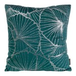 Poszewka dekoracyjna 45x45 Blink 39 Liście Miłorzębu Turkusowa Ciemna Srebrna welwetowa