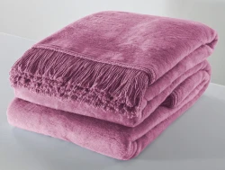 Koc Moca Design Lila Róż 150x200 cm – Bawełniano-Akrylowy