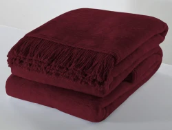 Koc Moca Design Bordowy 150x200 cm – Bawełniano-Akrylowy