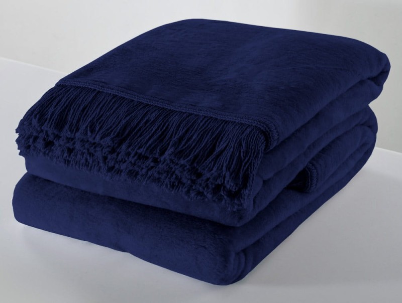 Koc Granatowy Moca Design 150x200 cm – Miękki i Stylowy