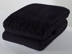 Koc Moca Design Czarny 150x200 cm – Bawełniano-Akrylowy
