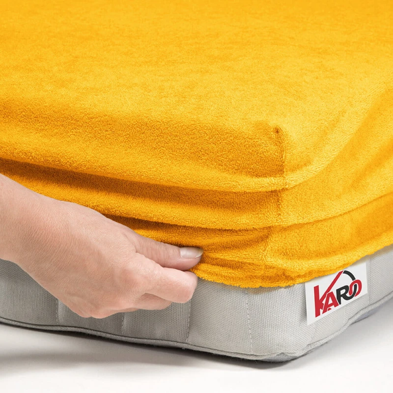 Prześcieradło frotte z gumką 200x200 musztardowe słoneczne F17-200-1