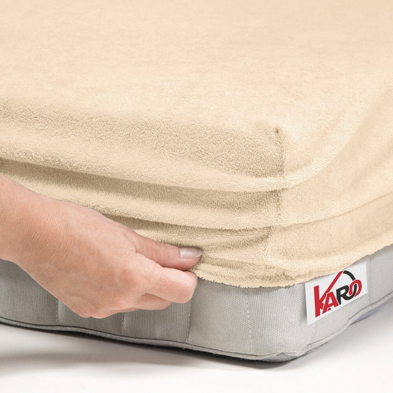 Prześcieradło frotte z gumką 200x200 beżowe jasne F07-200-1