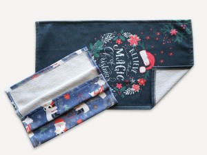 29611Komplet ścierek kuchennych 2 cz. 38x60 Mikołaje granatowa choinki renifery Christmas 1-3
