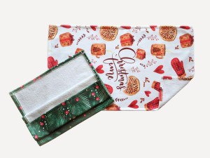 29612Komplet ścierek kuchennych 2 cz. 38x60 prezenty serduszka jodełka Christmas 2-3