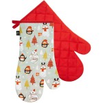 Komplet rękawic kuchennych czerwone bałwanek miś izolujące