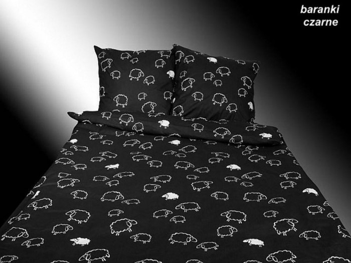 Pościel z kory 140x200 czarna baranki 100% bawełna na guziki-1