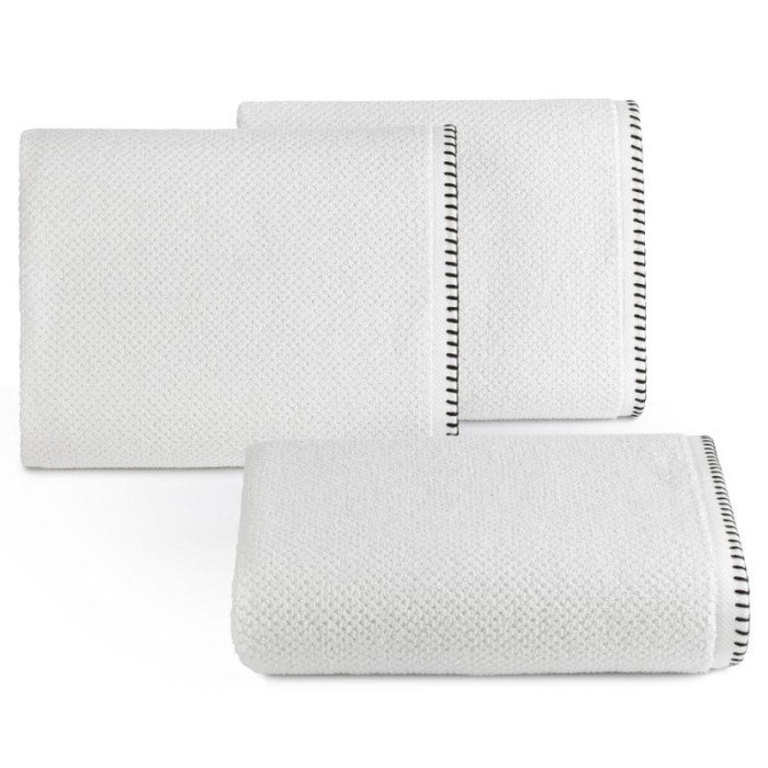 30041Ręcznik 70x140 Mabel biały z kontrastującym obszyciem krawędzi frotte 500 g/m2 Eurofirany-1