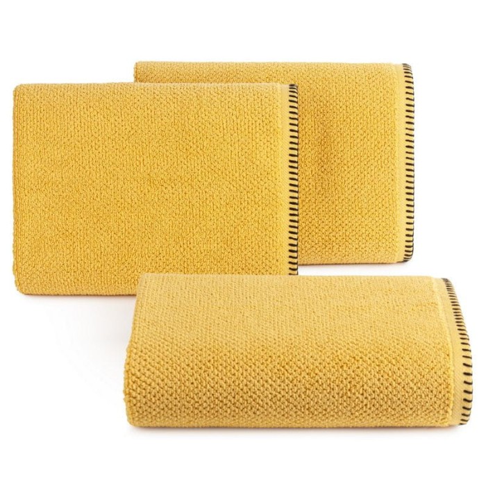 30044Ręcznik 50x90 Mabel musztardowy z kontrastującym obszyciem krawędzi frotte 500 g/m2 Eurofirany-1