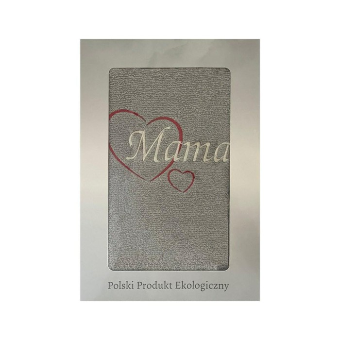 30322Prezent dla mamy ręcznik 70x140 Mama szary jasny serduszka w pudełku na Dzień Matki-1