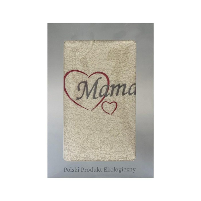 30323Prezent dla mamy ręcznik 70x140 Mama kremowy serduszka w pudełku na Dzień Matki-1