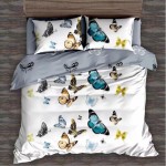 Pościel satynowa dwustronna 200x220 Elena 312 Motylki