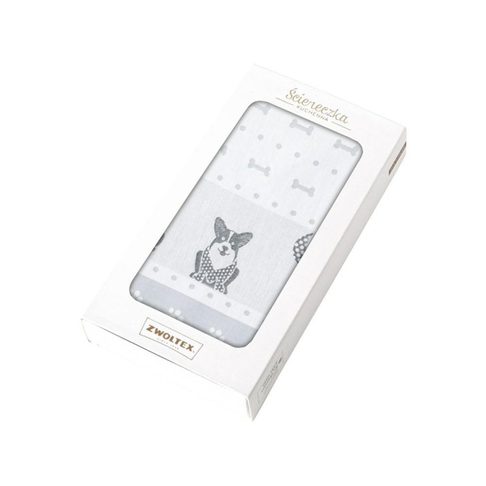 30671Ścierka kuchenna 50x70 Aleks w pudełku piesek szara na prezent 8592/4-1