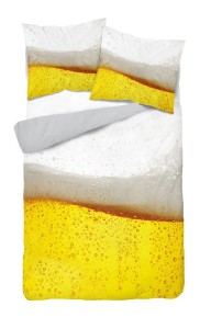 30887Pościel z mikrofibry 3D 160x200 żółta biała piwo z pianką 4219 A mikro 07-1